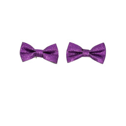 Set of 2 Glitter Bow Hair Clip - Purple